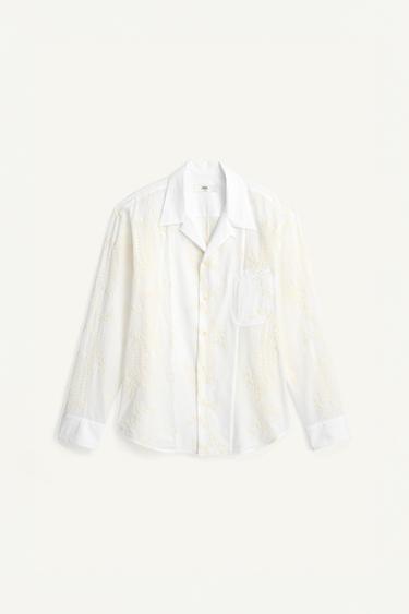 EMBROIDERED RELAXED FIT SHIRT - Ecru by Zara