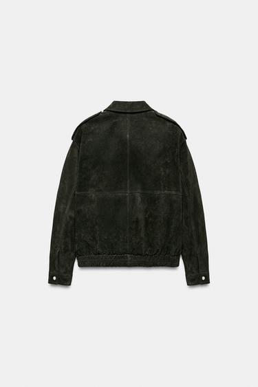 BLOUSON 100% CUIR DAIM - Kaki de Zara - Image 6