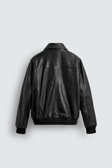 LEATHER JACKET WITH POCKETS - Black by Zara