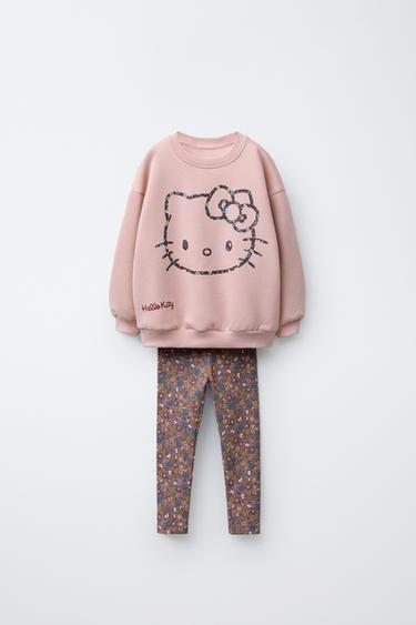 Zara HELLO KITTY © SANRIO SWEATSHIRT AND FLORAL LEGGING SET - Chalk pink