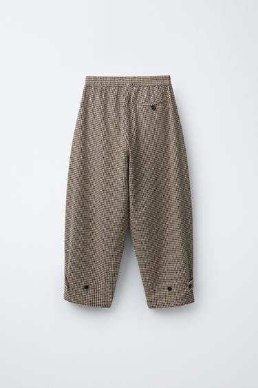 PANTALON AMPLE À CARREAUX VICHY - Écru clair de Zara - Image 1