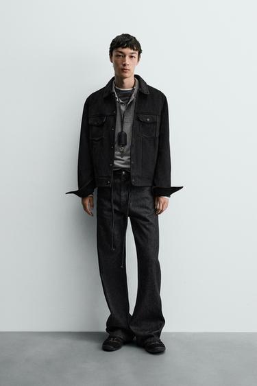 ÁO KHOÁC GIẢ DA LỘN REGULAR FIT - Màu đen từ Zara