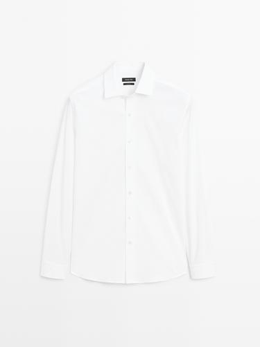 T-shirt stretch regular fit - Blanc de Zara