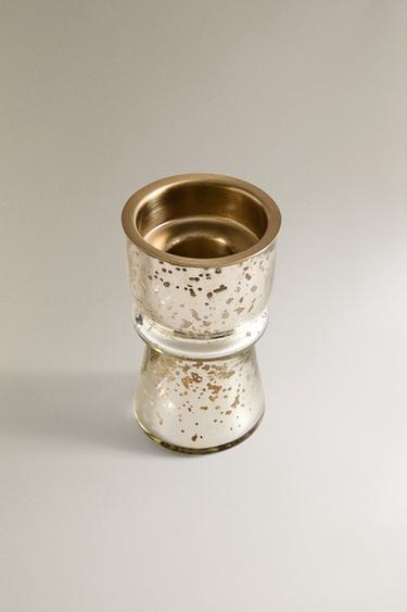METALLIC GLASS CHRISTMAS TEALIGHT HOLDER - Silver by Zara - Image 1