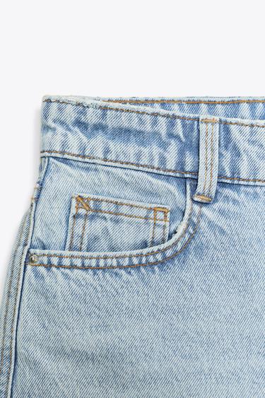 Z1975 HIGH-WAIST MOM FIT SHORTS - Light blue by Zara - Image 5