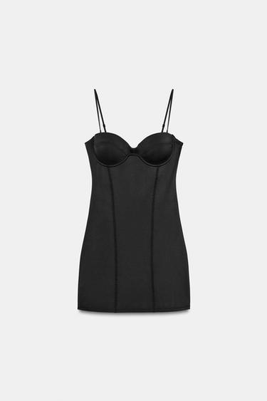 SHORT POLYAMIDE BLEND DRESS - Black by Zara - Image 4