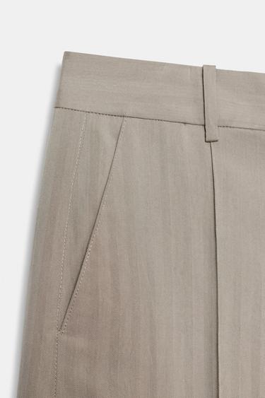 PANTALON DROIT TAILLE HAUTE - Marron / Taupe de Zara - Image 4