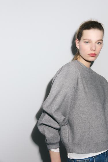 Zara PLAIN KNIT SWEATSHIRT - Gray marl