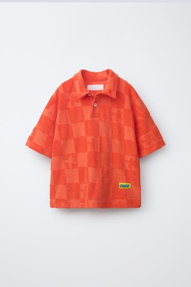 TOWELLING EFFECT POLO SHIRT WITH LOGO - Orange by Zara