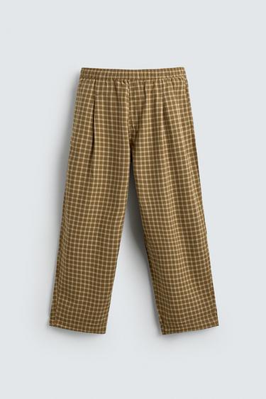 Zara BALLOON FIT PLEATED PANTS - Ecru/Yellow