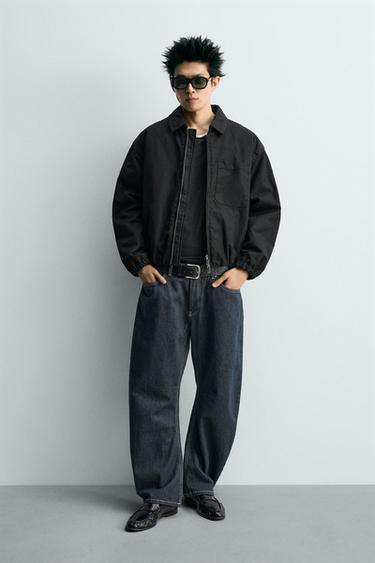 WAXED FINISH DENIM JACKET - Black by Zara