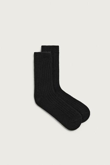 RIBBED TEXTURE SOCKS - Black by Zara