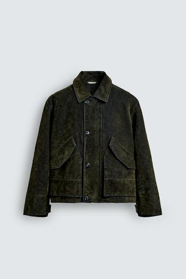 CAZADORA VELOUR TWILL - Verde oscuro de Zara