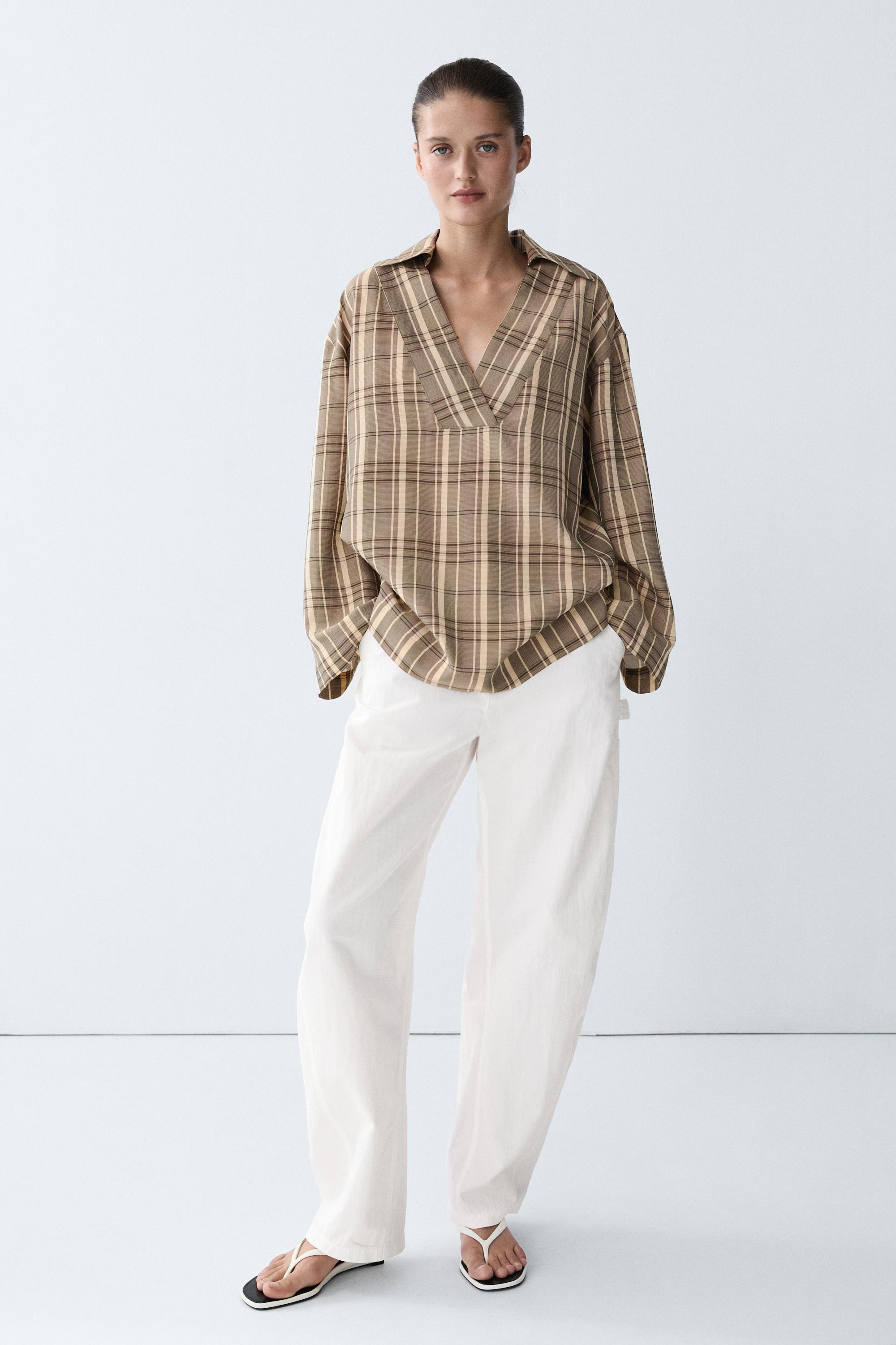 Oversize check polo shirt