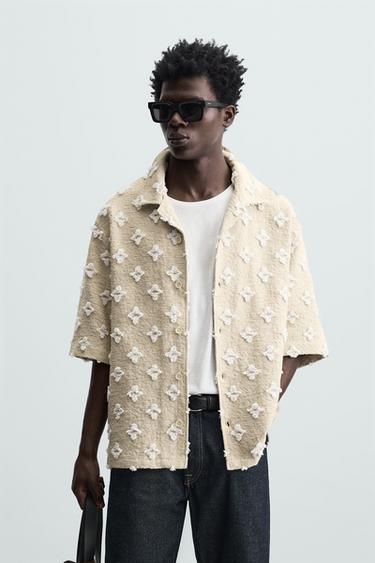 CAMISA JACQUARD TEXTURA - Beige de Zara