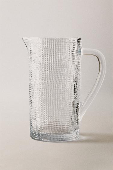 RAISED DESIGN GLASS JUG - Transparent by Zara