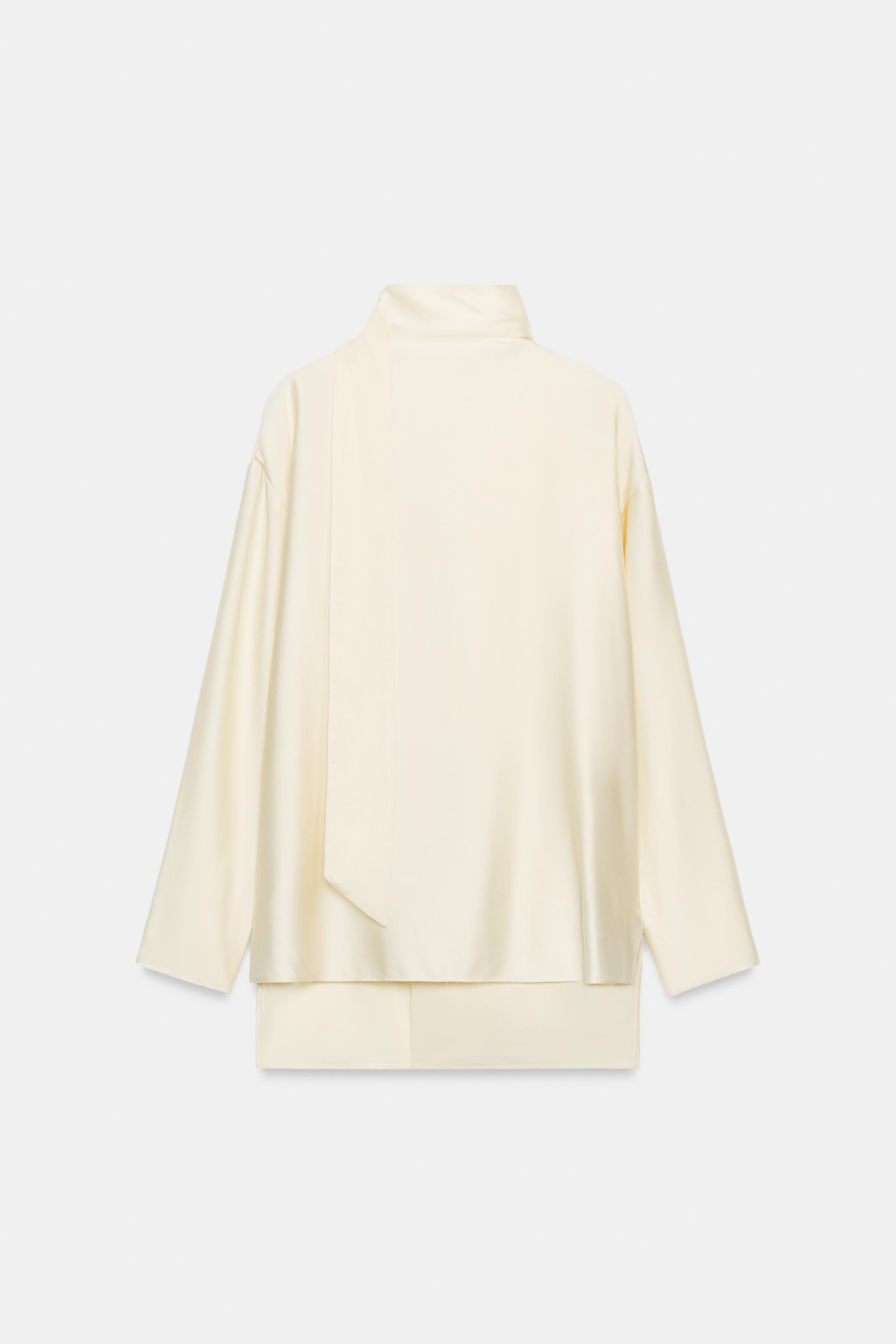 Zara ZW COLLECTION SATIN TIE SHIRT — фото 10