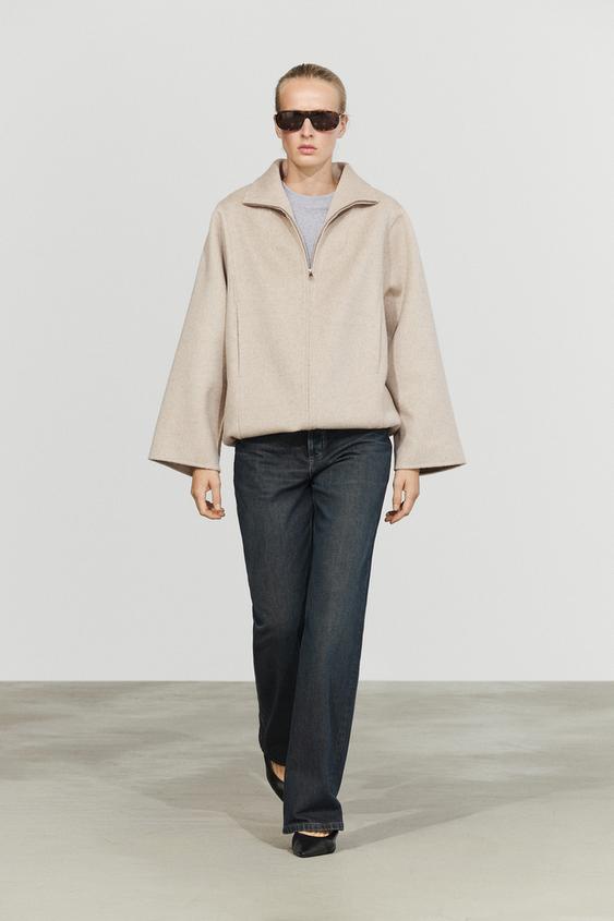 Zara Wool blend bomber jacket - Beige - Image 0