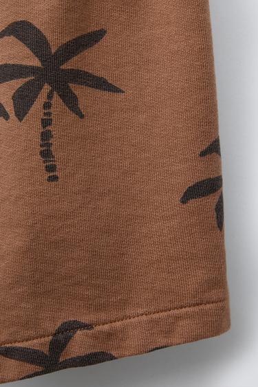 PALM TREE TEXTURED BERMUDA SHORTS - Light brown by Zara - Image 3