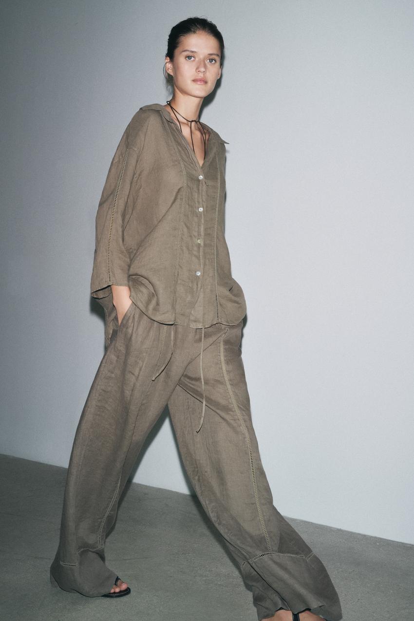 100% LINEN PALAZZO PANTS ZW COLLECTION