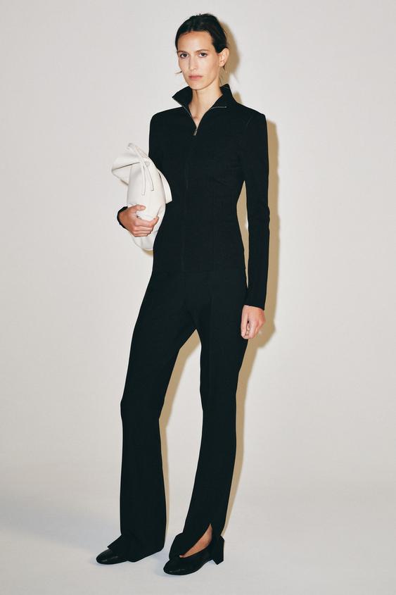 جاكيت محاك بسحّاب - أسود by Zara - Image 0