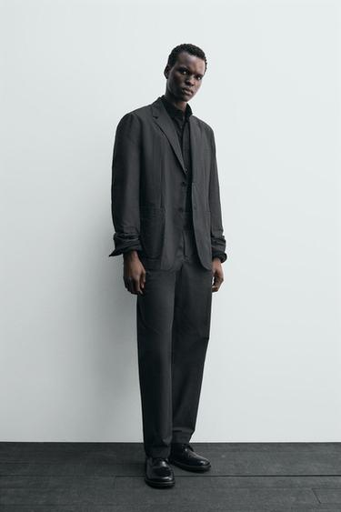 BLAZER بدلة بوبلين - فحمي الخاص بـ Zara