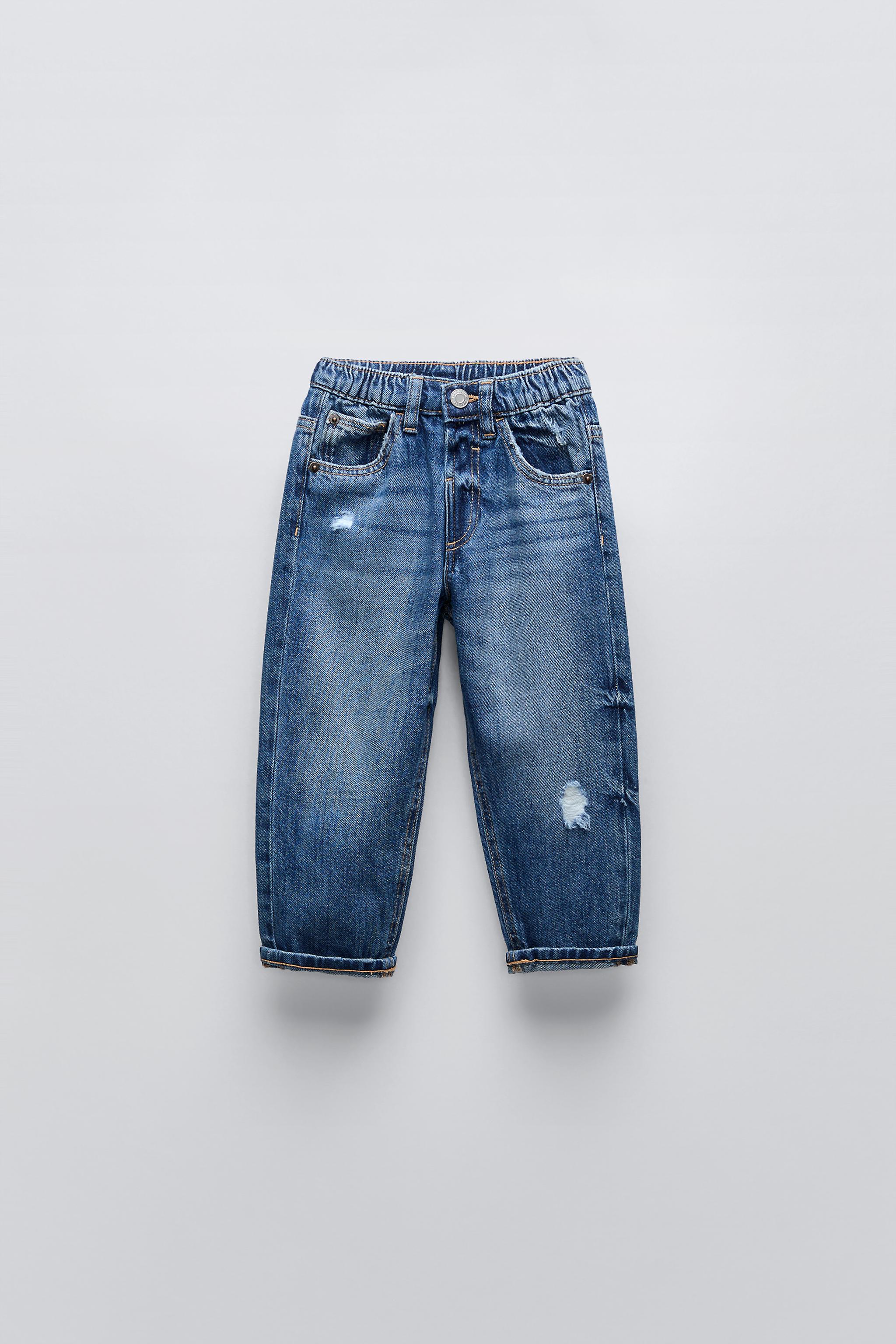 Zara Jeans Low Rotos En Azul Medio 3 Anos 98 Cm Ninos