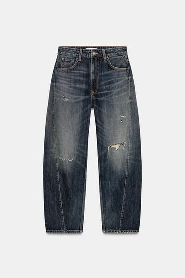 TRF MID-WAIST BAGGY BALLOON JEANS - Blue by Zara
