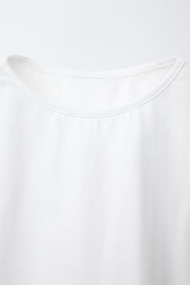 CROCHET SLEEVE T-SHIRT - Oyster-white by Zara - Image 3