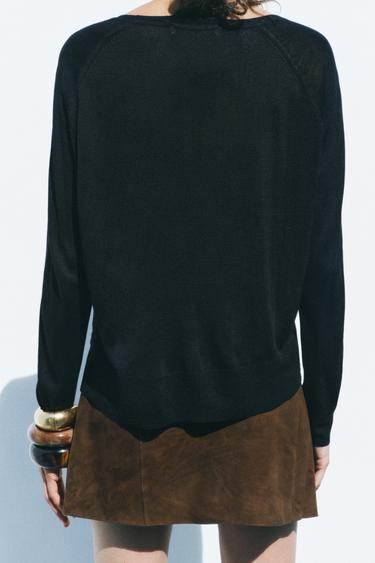 PULL EN MAILLE FINE - Noir de Zara - Image 2