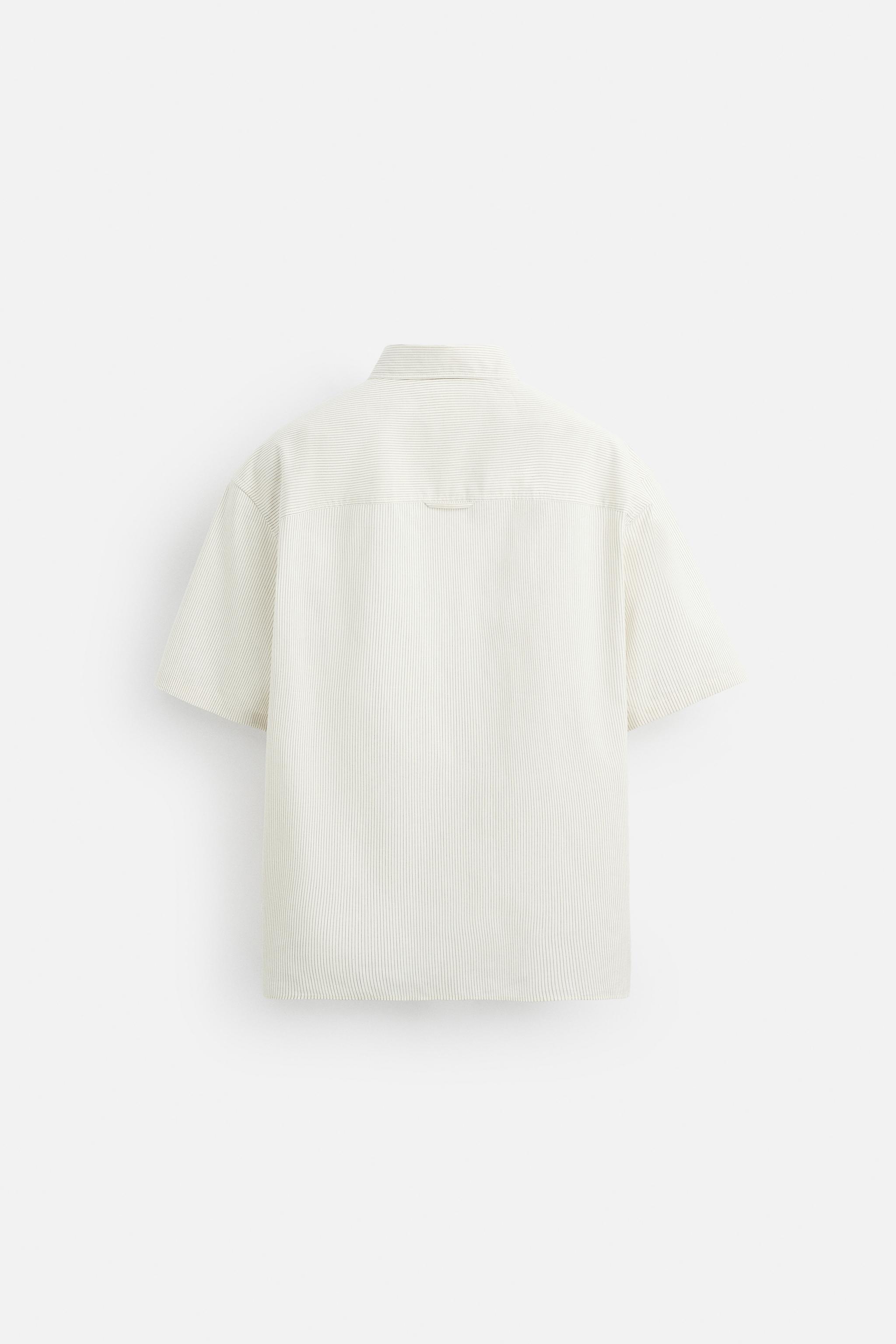 STRIPED COTTON-HEMP SHIRT - Stripes | ZARA Cambodia