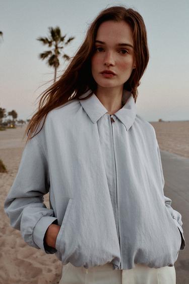 BLOUSON BOMBER BALLON - Bleu ciel de Zara - Image 2