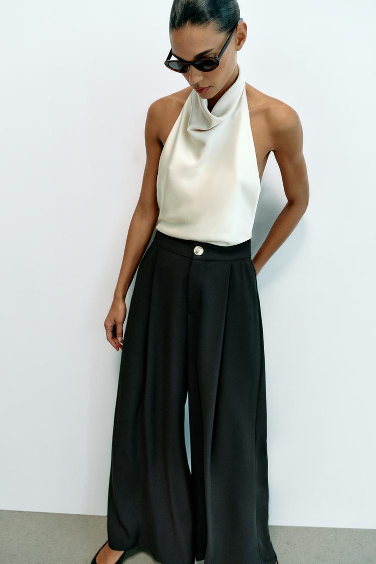 GOLD BUTTON PALAZZO TROUSERS