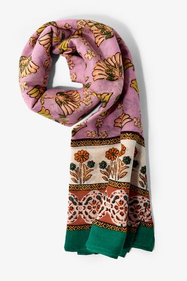 PAÑUELO ESTAMPADO CON ALGODÓN - Rosa de Zara