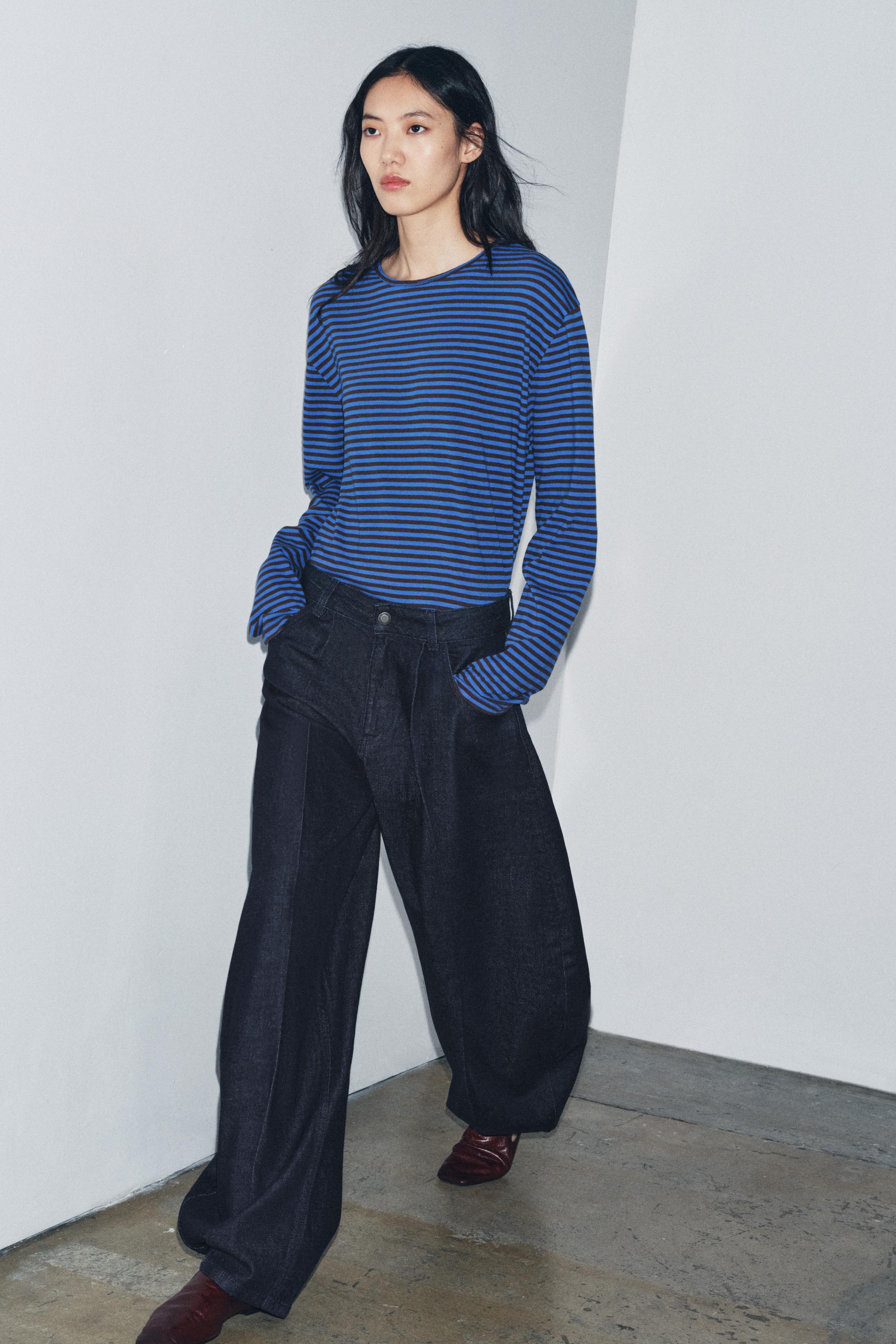 ZW COLLECTION MID-RISE BALLOON JEANS - Blue | ZARA United States