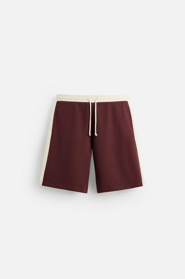 BERMUDA JOGGER BANDA CONTRASTE - Granate de Zara - Imagen 0