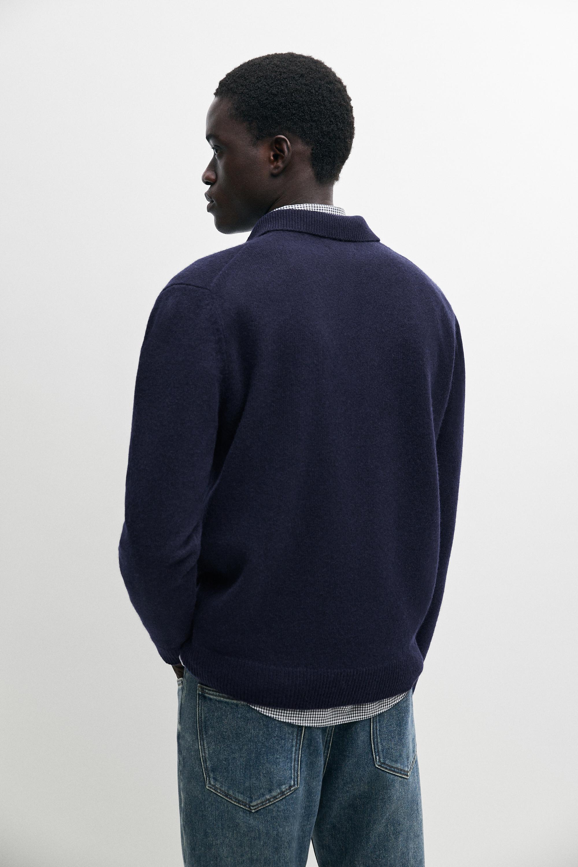 Pull en maille à col polo 100 % laine
