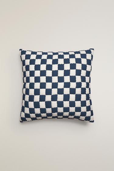 CHECK COTTON CUSHION COVER - Blue by Zara - Image 0