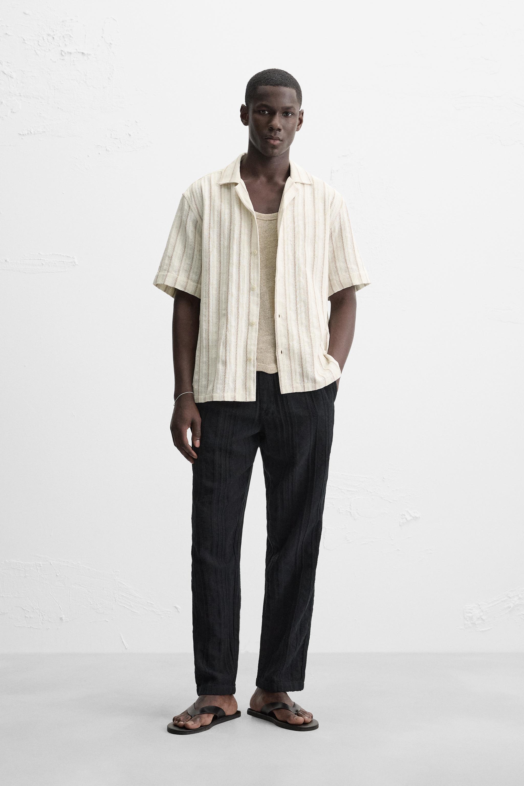 ZARA】 新品タグ付き メンズ テクスチャー クロシェシャツ XL