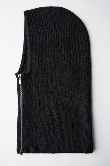 RIBBED ZIP BALACLAVA - Black by Zara