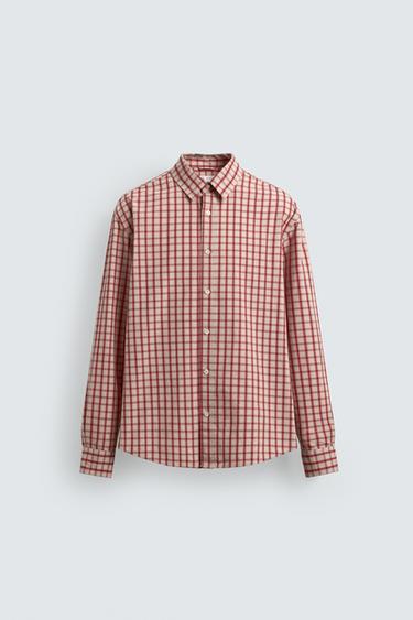 CAMISA RELAXED FIT CUADROS - Blanco / Rosa de Zara