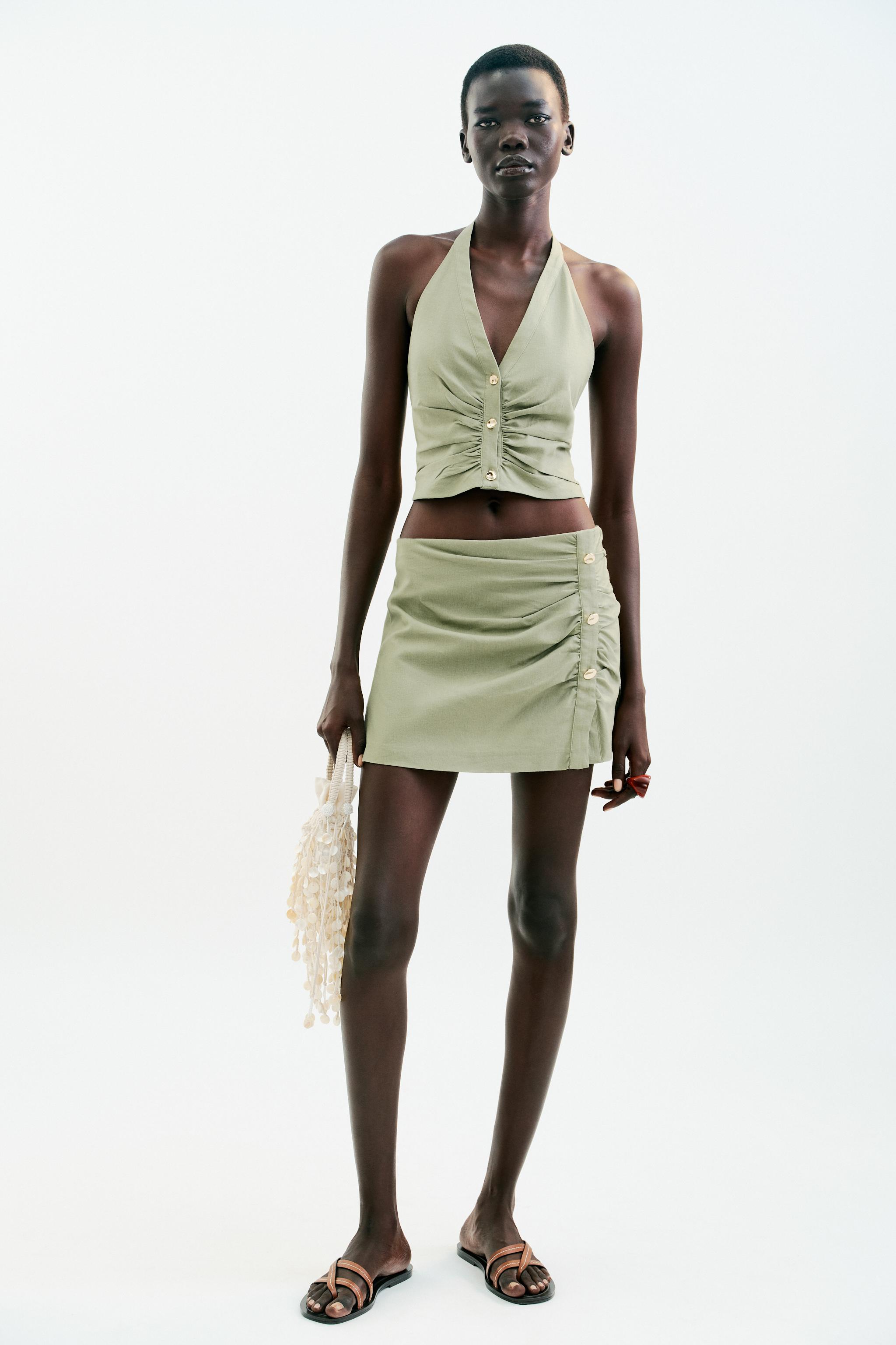 JUPE-CULOTTE À PLIS EN LIN