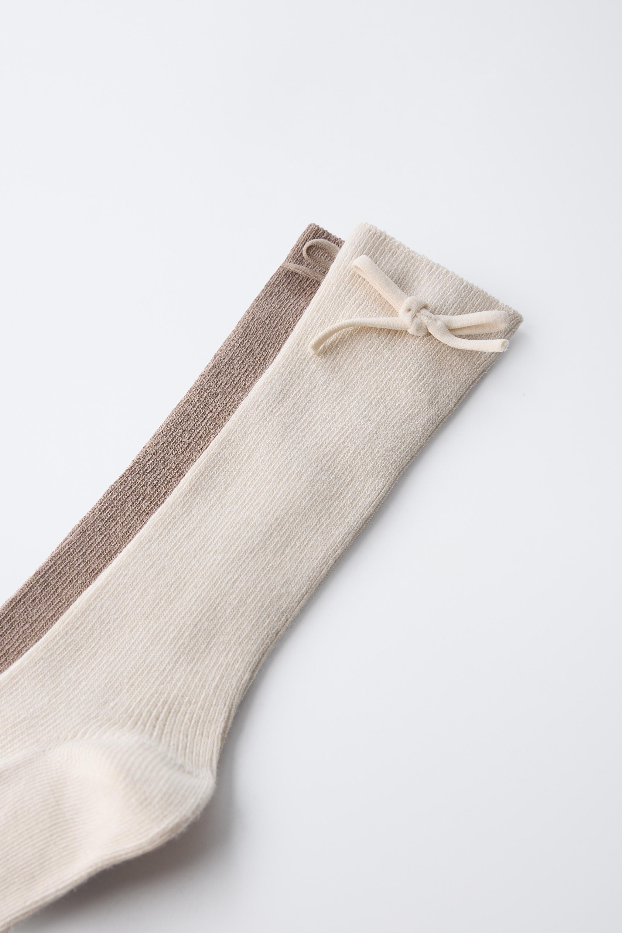 LOT DE DEUX PAIRES CHAUSSETTES HAUTES DÉCOR NOEUD