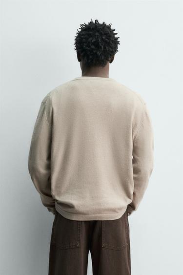 COTTON BLEND HENLEY JUMPER - Sand / Marl by Zara - Image 2