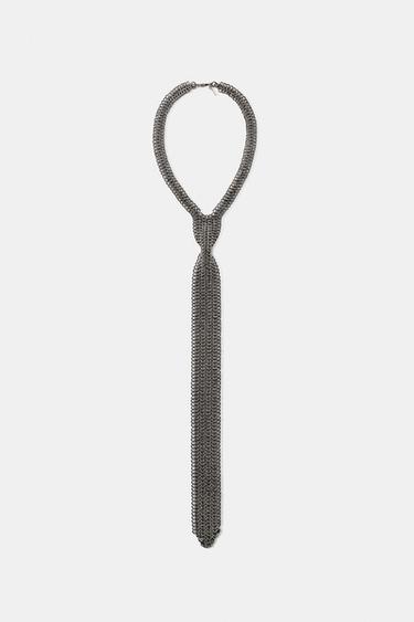 Zara 金屬領帶項鍊 - 銀色