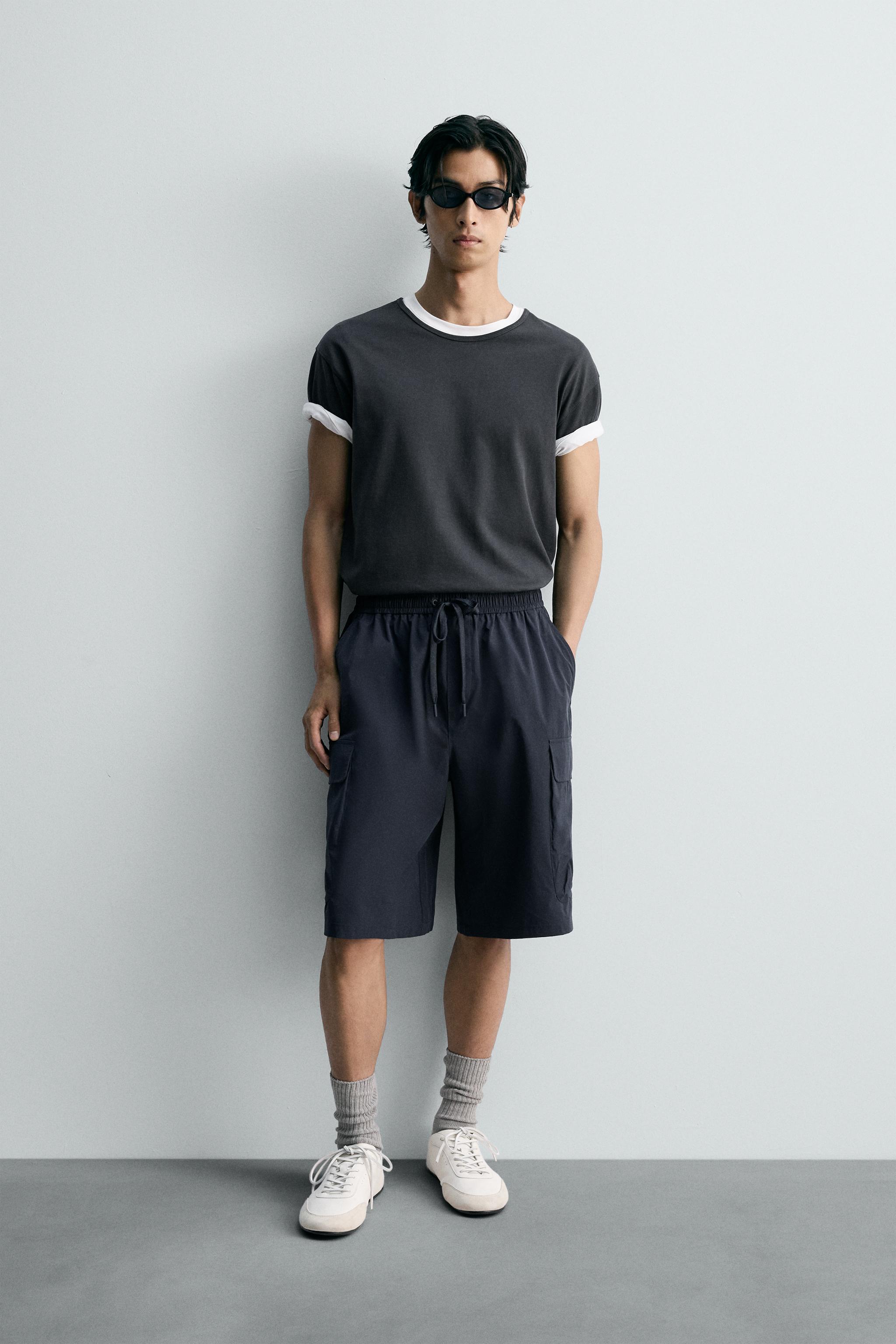 ワイドレッグ カーゴバミューダパンツ - ネイビーブルー | ZARA