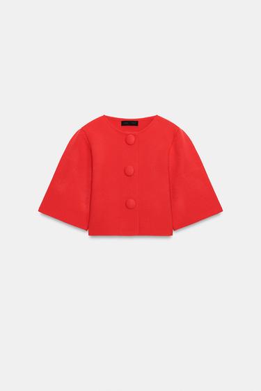 CHAQUETA CORTA PUNTO - Rojo de Zara