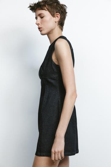 SHORT DENIM-EFFECT DRESS - Anthracite grey by Zara