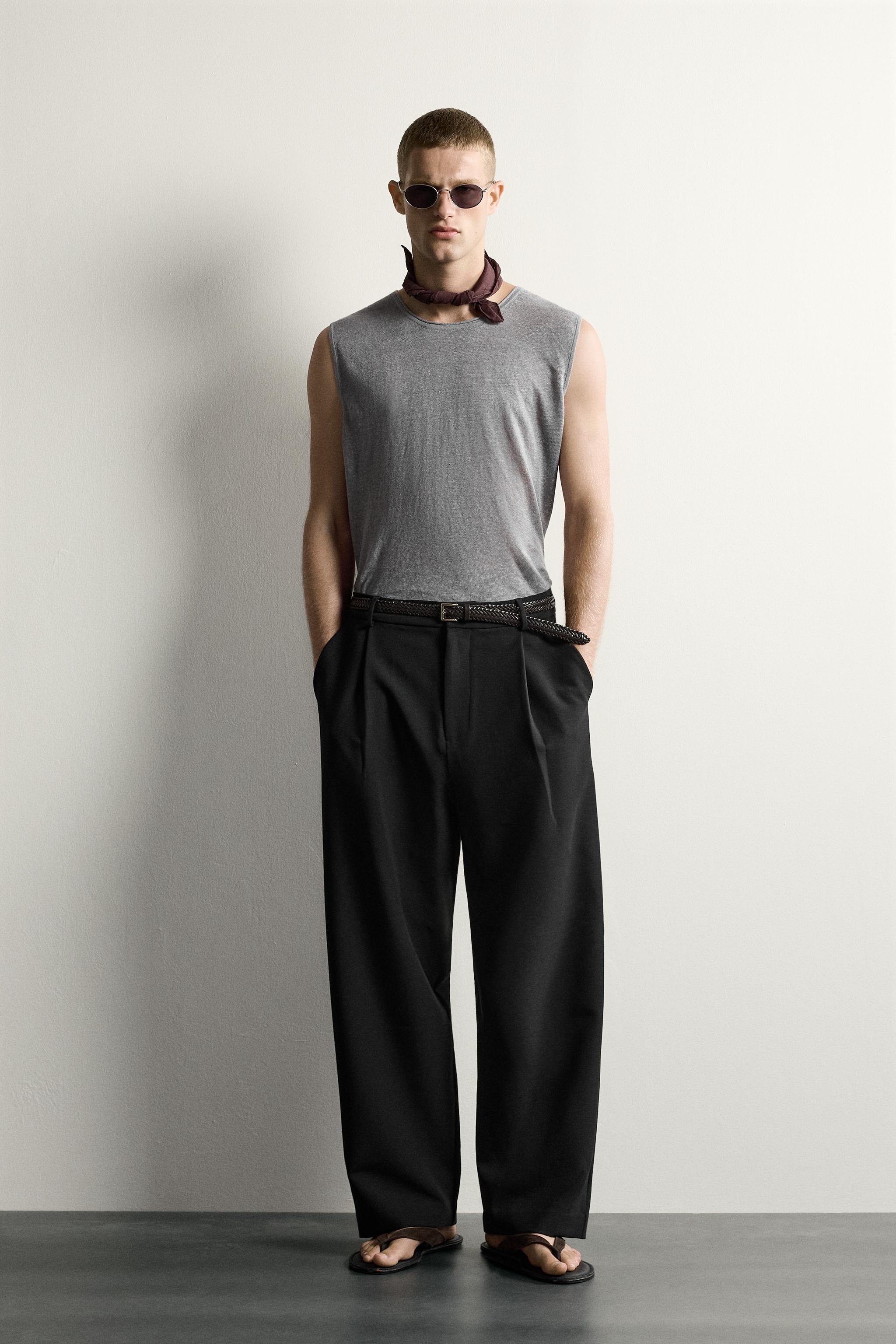 100% LINEN KNIT TANK TOP - Gray | ZARA Canada