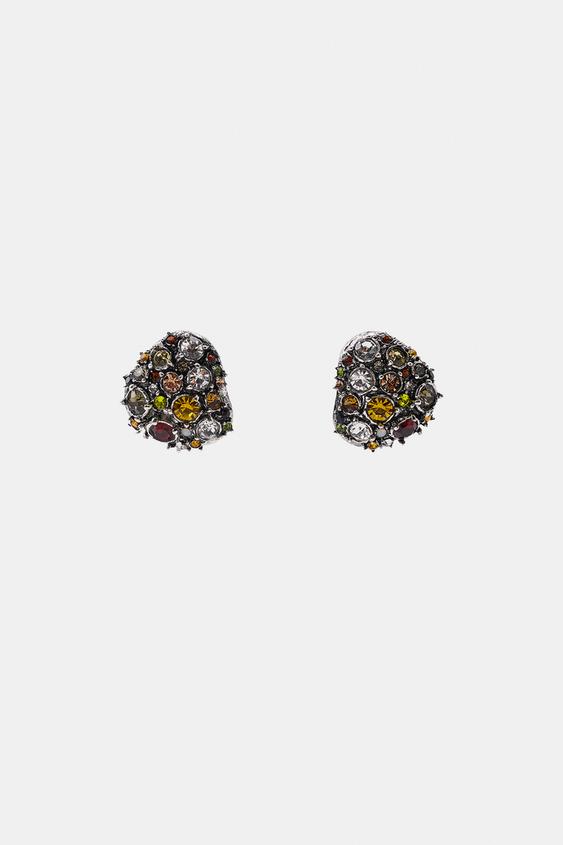 JEWELED BUTTON EARRINGS